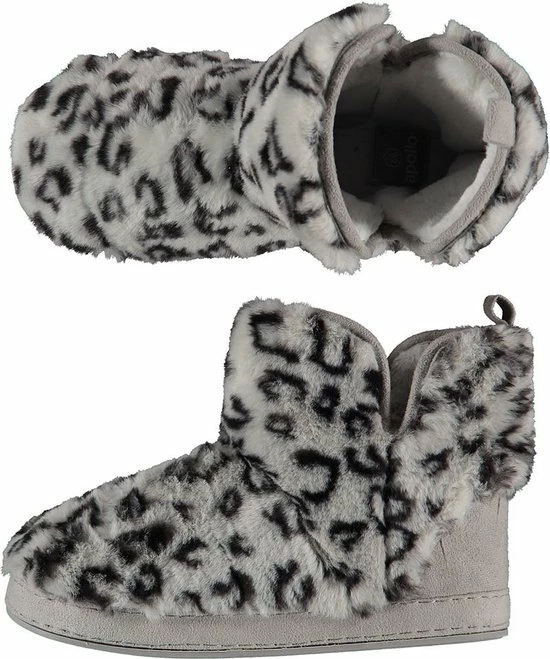 Hoge Sloffen Dames | Fake Fur | Dierenprint | Grijs | Maat 41/42 | Sloffen Dames | Warme Sloffen Dames | Apollo 3 Hoge Sloffen Dames | Fake Fur | Dierenprint | Grijs | Maat 41/42 | Sloffen Dames | Warme Sloffen Dames | Apollo