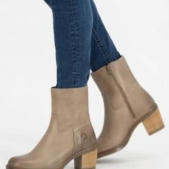 Travelin' Morlaix Dames Leren Enkellaarzen Met Hak - Nette Schoenen Vrouwen - Taupe Leer - Maat 39 -Dames-schoenen Verkoop 550x706 5