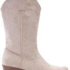Weloveshoes SmileFavorites® Dames Cowboylaarzen Met Hak - Suedine - Beige - Maat 39 -Dames-schoenen Verkoop 550x724 1