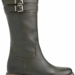 Dames-schoenen Verkoop 31 Travelin' Solstad Leren Dames Laarzen - Wol Gevoerde Laars - Olijfgroen/Legergroen Leer - Maat 40