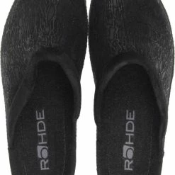 Rohde Vrouwen Suède Harde Zool Pantoffels / Open Sloffen - 2455 - Zwart - Maat 38 -Dames-schoenen Verkoop 550x738