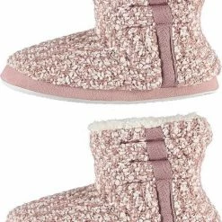 Apollo Pantoffels Dames - Sloffen - Pantoffels - Sloffen Dames - Hoog - Gebreid Patroon - Roze/wit - Maat 39/40