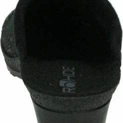 Rohde Vrouwen Suède Harde Zool Pantoffels / Open Sloffen - 2455 - Zwart - Maat 38 -Dames-schoenen Verkoop 550x817