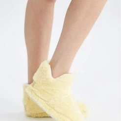 DeFacto - Dames Pluche - Panduf - Huislaarzen - Huisschoenen - Geel